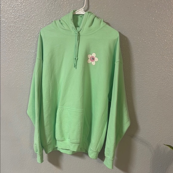 Gildan Light Green Hoodie with Floral Accent - Picture 16 of 16